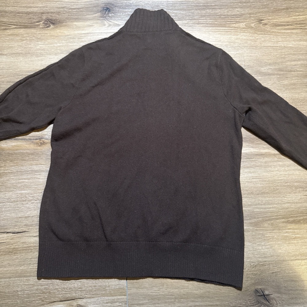 Ralph Lauren Golf Women's LARGE 100% Cashmere Full Zip Sweater Brown Cable Knit - Picture 12 of 14